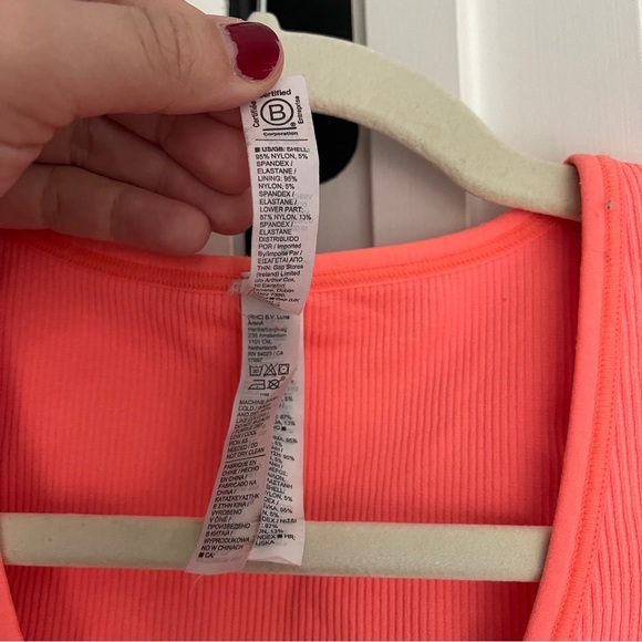 Athleta Aurora Orange Crop Rib Tank Camisole Bralette V Neck Ribbed Stretch - Picture 5 of 6
